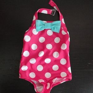 Polka Dot Red White Turquoise Blue Bow Baby Bathing Swim Suit